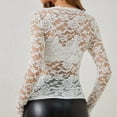 thumbnail image 5 of Otvok 2025 Womens Fashion V-Neck Lace Solid Color Long Sleeve Blouses, 5 of 6