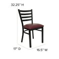 thumbnail image 5 of Flash Furniture HERCULES Series Black Ladder Back Metal Restaurant Chair - Burgundy Vinyl Seat, 5 of 11