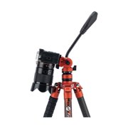 FotoPro X-AIRCROSS 3 5-Section Carbon Fiber Travel Tripod with FPH-42QR Ball Head, Flame Orange