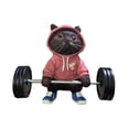 thumbnail image 3 of Figura de gato de resina, escultura de gato, divertida y linda, para fitness, escultura de gato, barra negra rojo, 3 of 9