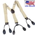 thumbnail image 1 of SUTENGDA Button Holes Link Men‘s Suspenders Adjustable Elastic Unisex Braces Wine Red, 1 of 4