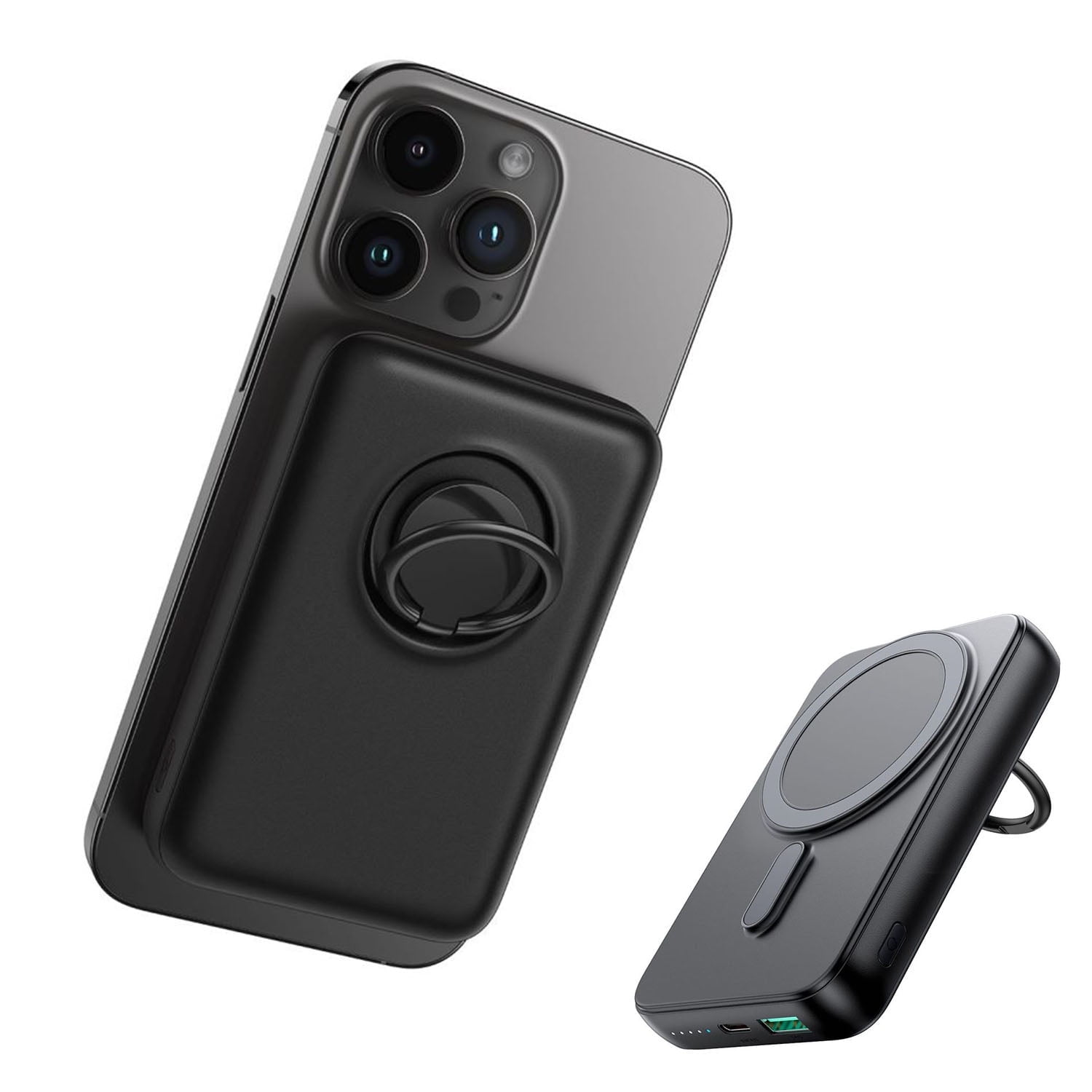 OWNTECH Portable Power Bank, Mini 5000mAh Battery Charger, Built-in iOS and  Type C Cables, Compact and Durable, Black - Walmart.com