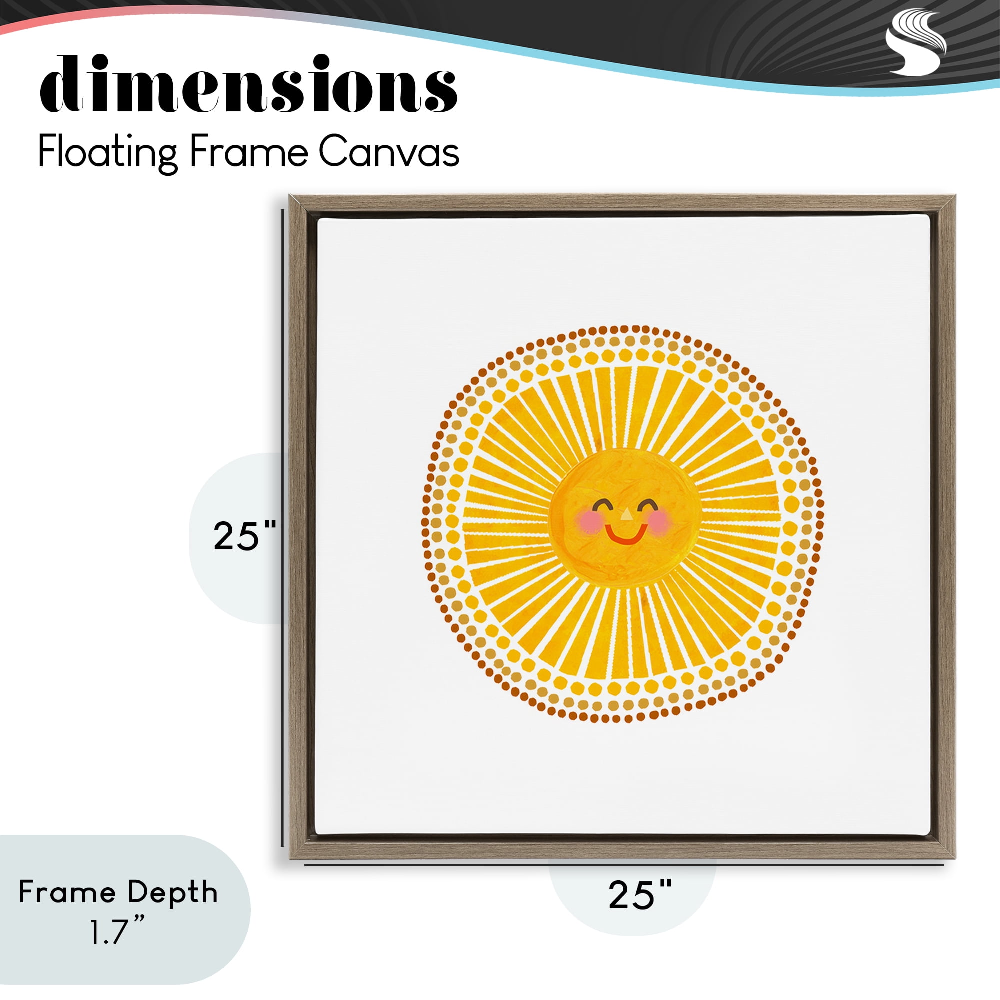 Stupell Industries Yellow Sun's Smile Brown Framed Floater Canvas Wall Art, design by Katherine Herrell Studio