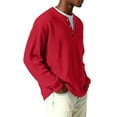 thumbnail image 4 of OIOLOYJM Polo Shirts for Men Casual Button Solid Color Henley Shirts Lightweight Long Sleeve T Shirt Fashion Soft Collared Tops Red XL, 4 of 5