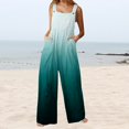 thumbnail image 2 of Gibobby pantalones siameses color liso Monos de mujer Verano Casual Suelto Sin mangas Patchwork Doble bolsillos Mono Estampado floral Boho Pierna ancha Babero en general(Blanco， XXL), 2 of 5
