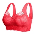 thumbnail image 2 of Hemlock Large Size Wireless Sports Bras, Large Size Wireless Sports Vest Bra, Thin Lace Design, Lifting Support, Red Thin Lace Vest Bras, Red 7XL, Size M-7XL, 2 of 9
