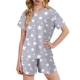 thumbnail image 2 of YHAJDS Girl 2 Piece Set Tiny Print Crewneck Short Sleeve T Shirt Elastic Shorts Set, 2 of 9