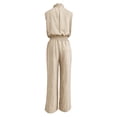 thumbnail image 4 of Women's Sleeveless Jumpsuit, Summer Solid Color With Round Neck & Zipper, Casual One-Piece For Minimalist Style Beige S, 4 of 5