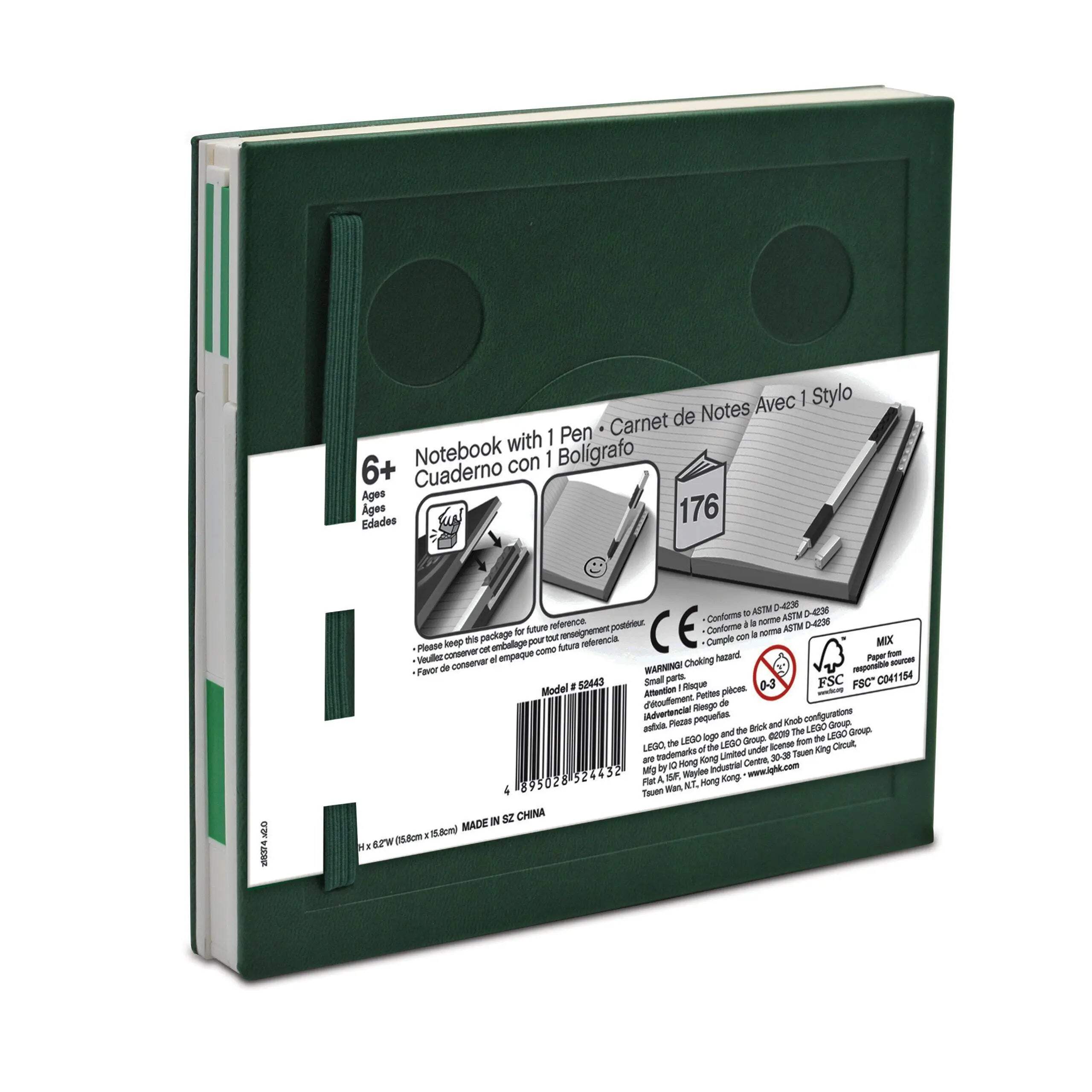 LEGO Stationery Locking Notebook with Gel Pen - Green (52443)