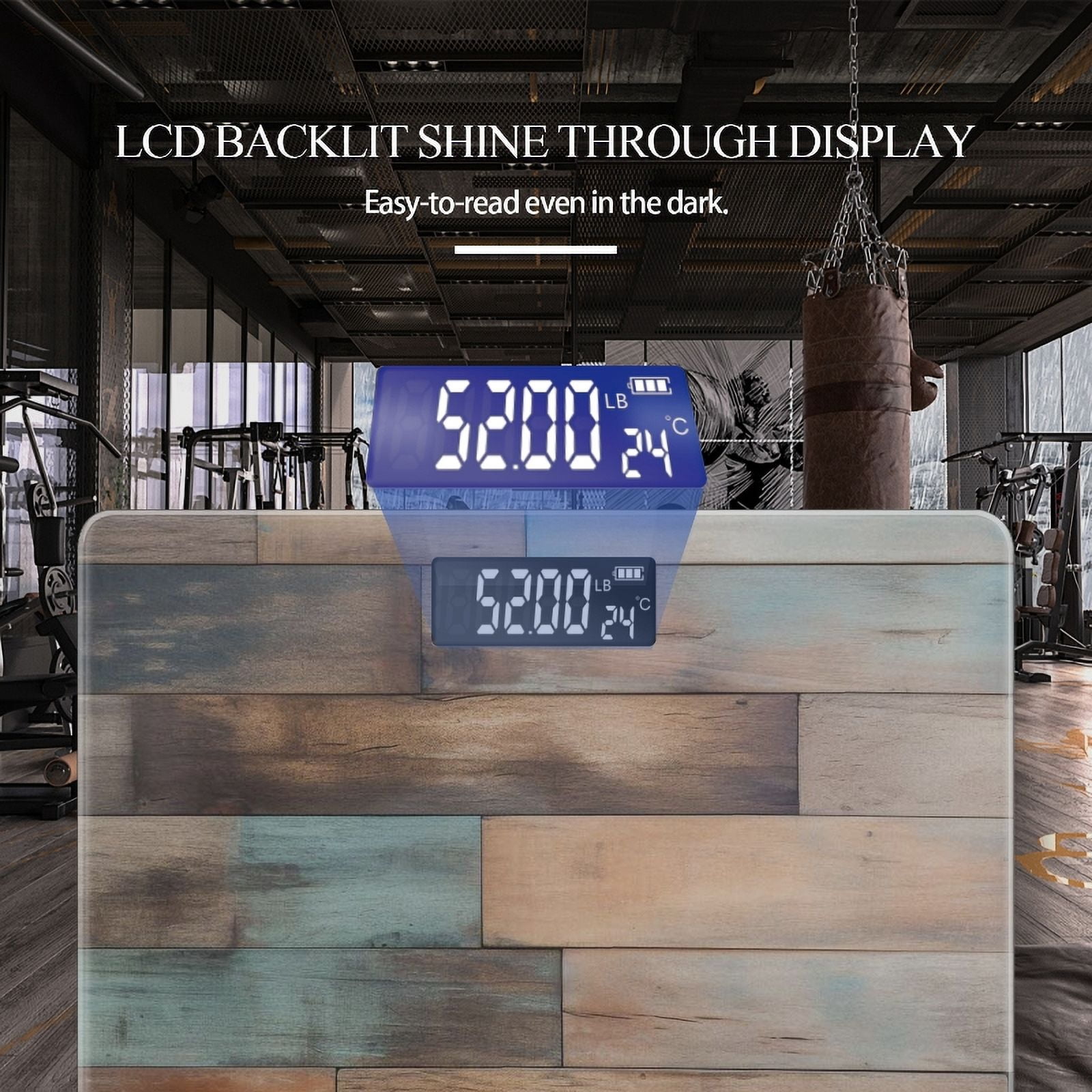 High Precision Body Weight Scale Smart Bathroom Scales with Large LCD Display(400lbs),Decorative for Bedroom-Wooden Wall With Aged Finish And Featuring Weathered Textures