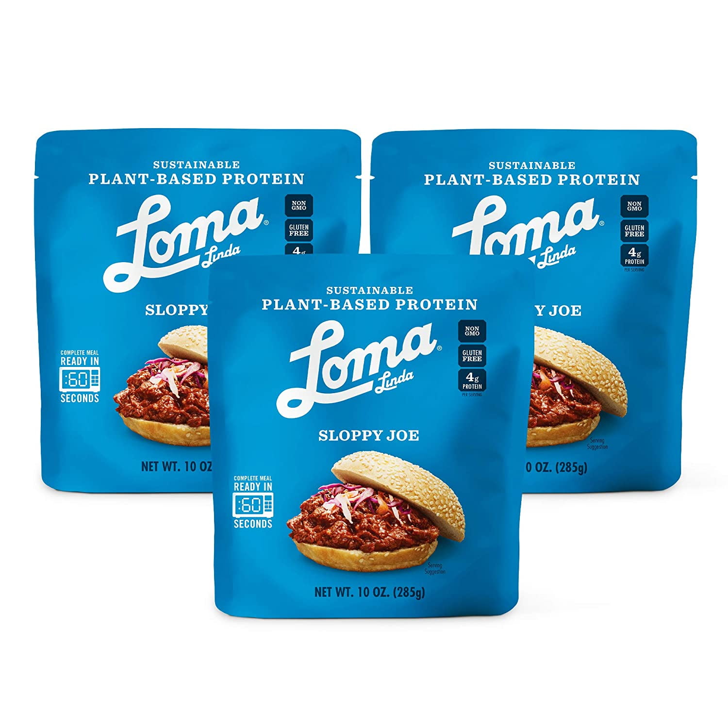 Loma Linda Blue - Vegan Meal Solution - Sloppy Joe (10 oz.) (Pack of 3) - Non-GMO, Gluten Free