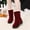 Wine, variant on CALAFEBILA Winter Shoes Women Black Vintage Solid Color Round Toe Back Lace-up Mid-heel Mid-calf Boots