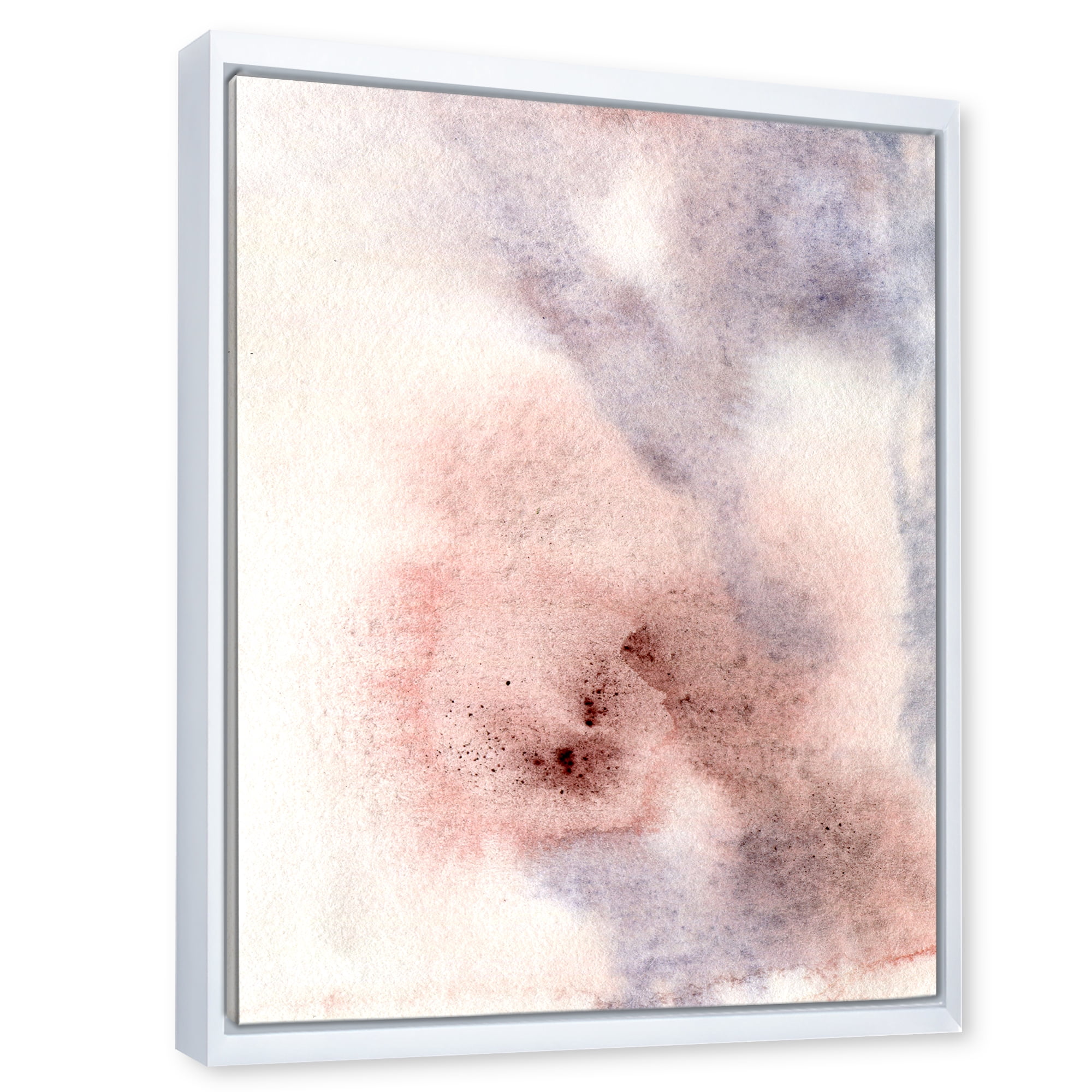 Designart 'Pastel Abstract With Pink Blue Beige and Red Spots' Modern Framed Canvas Wall Art Print