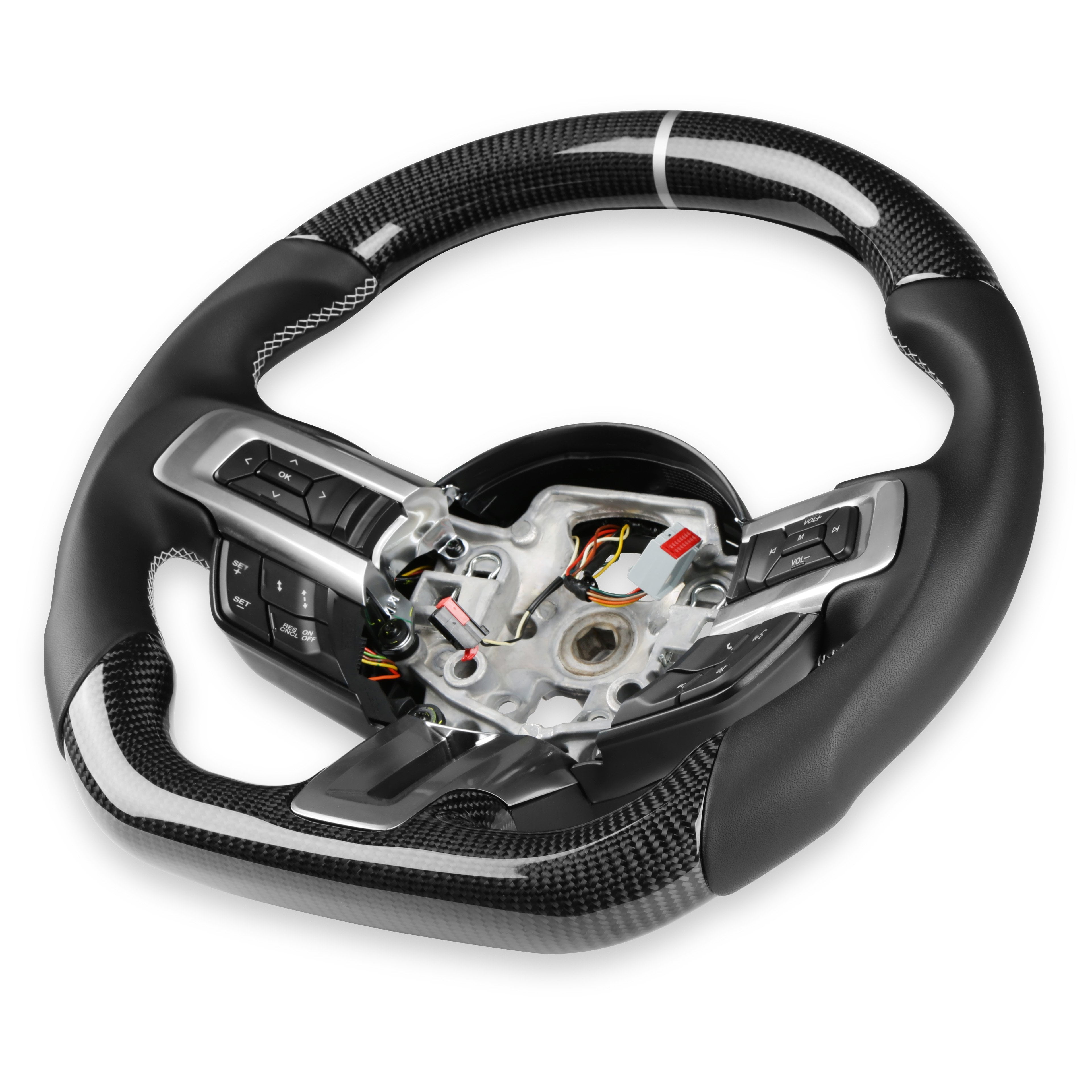 Drake Muscle Cars MU950-05 Steering Wheel - Carbon Fiber with Leather Grips