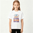 thumbnail image 2 of In Love With Her Girls Graphic Tee, Retro Pastel Flower In Love 100% Cotton Kids Short Sleeve T-Shirt, 2 of 5