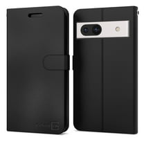 CoverON For Google Pixel 7a Leather Case, RFID Blocking Wallet 6x Card Slot Holder Cover Flip Folio Phone Pouch, Black
