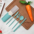 thumbnail image 3 of Binwennn round Dinner Table Set for 4 Portable Utensils Set With Reusable Silverware For Lunch Camping School Picnic Workplace Trave Includ Fork Spoon And Chopsticks, 3 of 3