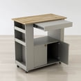 thumbnail image 3 of Astor 35" Kitchen Wood Storage Serving Cart - Brown Oak, Grey, 3 of 7