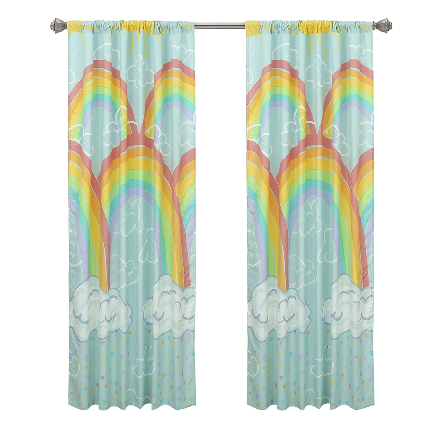 48" x 63" Kidz Mix Rainbow Clouds Window Curtain Panel Drapes Pair for kids’ bedroom