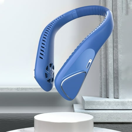 

Personal Fan with 4000mAh Battery Hands-free Lightweight Adjustable Neck Hanging Fan with 3 Wind Speeds for Outdoor Sports Running Travel(Blue）