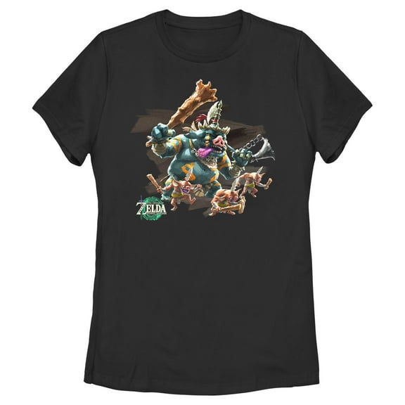 Women's Nintendo The Legend of Zelda: Tears of the Kingdom Blin Tribe Portrait Graphic Tee Black Large