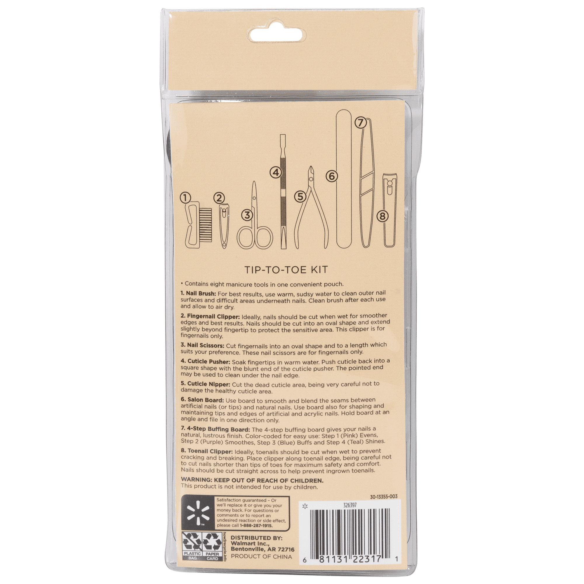 Equate Tip-to-Toe Pedicure Kit, 8 Pieces