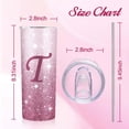 thumbnail image 2 of Initial T Tumbler Cup Gifts, Monogrammed Gifts for Women, Personalized Tumblers with Lids and Straws for Women 20oz, Personalized Gifts for Girls Women Mom Teacher Birthday Wedding Graduation, T-Pink, 2 of 6
