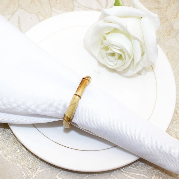 KAJNBN 4Pcs Reusable Bamboo Napkin Rings For Wedding Party And Home Decor