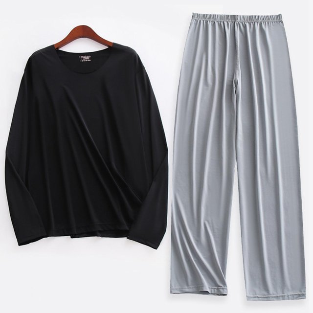 Weiqiqre Ensemble de Sport Décontracté pour Hommes, Couleur Unie, Col Rond, Manches Longues Élastiques