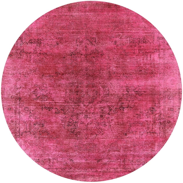 Ahgly Company Tapis d'Intérieur Rond Moderne Mi-Siècle Violet Rouge Rose Oriental, 4 Pieds Rond