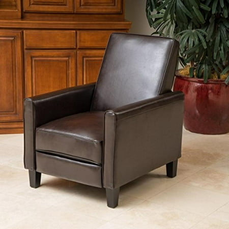Lucas Brown Leather Modern Sleek Recliner Club Chair