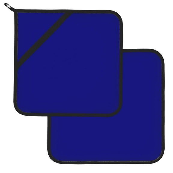 Kitchen Pot Holders Heat Resistant Oven Hot Pads With Hand Pockets And Hanging Loops For Baking Cooking 2 Pack 8'' X 8'' Royal Blue