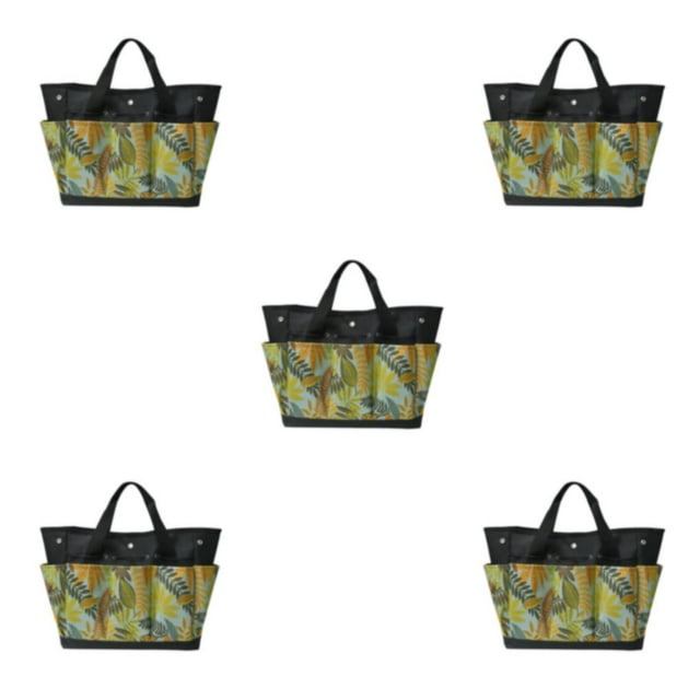Maytalsory 1/2/3/5 Portable Tool Storage Bag For Organized Tool Storage Indoor Gardening Tool Bag Adjustable Strap Black+Yellow Flower 5PCS