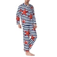 thumbnail image 2 of Fotbe Starfish Navy Blue Stripe Pijama de Hombre con Estampado de Manga Larga, Conjunto de 2 Piezas, Ropa de Dormir Suave y Cómoda con Bolsillos-Medium, 2 of 7