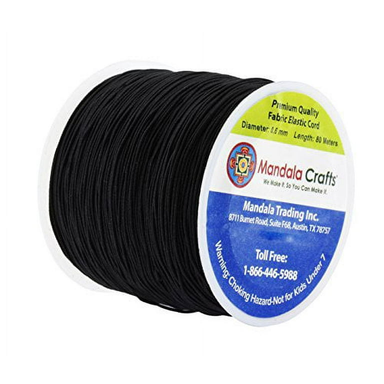 Mandala Crafts 0.6mm 80m Round Rubber Fabric Crafting Stretch Elastic Cord String (Black)