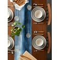 thumbnail image 2 of Retro Blue Table Runner-Cotton Linen- 60 Inch Holiday Dresser Scarves, Abstract Street Art Neutral Brush Stroke Tablerunner for Kitchen Coffee/Dining Bedroom Home Living Room Dinner Scarf Décor 13x60, 2 of 9