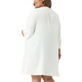 thumbnail image 3 of Agnes Orinda Women's Plus Size 3/4 Batwing Sleeve Polyester Casual Cardigan 2X White, 3 of 6