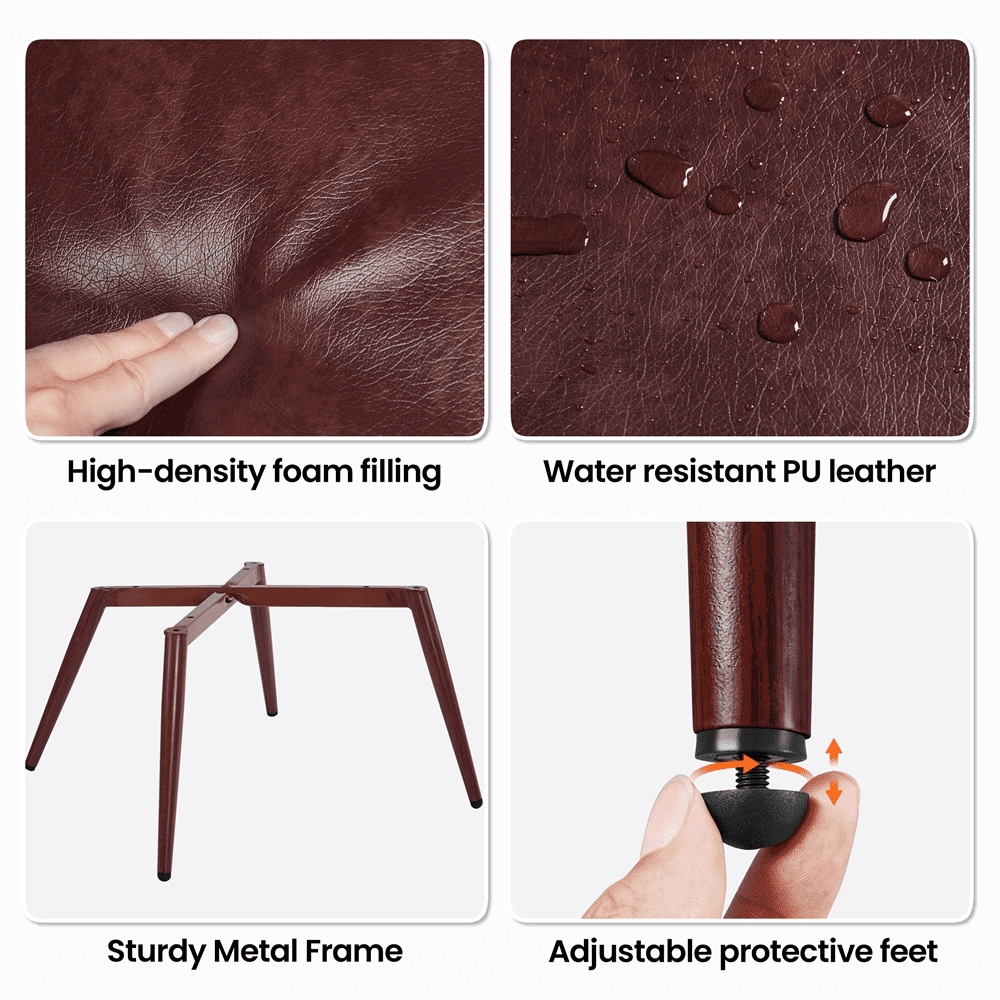 Alden Design Mid-Century Modern Faux Leather Wingback Accent Chair for Livingroom, Chestnut Brown