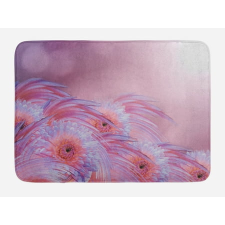 Essence Slip - Floral Bath Mat, Sunny Hazy Dahlia Flower Background Nature Essence Fragrance Beauty Image, Non-Slip Plush Mat Bathroom Kitchen Laundry Room Decor, 29.5 X 17.5 Inches, Baby Pink Lavender, Ambesonne