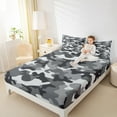 thumbnail image 4 of Manfei Camouflage Bed Sheets,Rustic Outdoor King Sheets,Gray Camo Sheet Set For Kids,Microfiber Bedroom Decor,4-Piece, 4 of 7