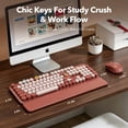 thumbnail image 6 of Wireless Keyboard and Mouse Combo, Retro Round Keycaps, Full Size with Detachable Wrist Rest, 2.4G for PC Mac Windows, Claret, 6 of 8