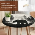 thumbnail image 5 of Brown Bear Round Fitted Table Cover Black Bear Forest Animal Modern Art Retro Waterproof Table Cloth with Elastic Edge Wipeable Tablecloth for Picnic Camping Party Fits 36"-44" Diameter, 5 of 8