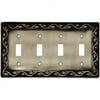 Brainerd Leaf and Vine Quad-Switch Wall Plate, Brushed Satin Pewter