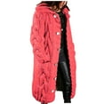 thumbnail image 5 of IROINNID Women's Winter Jacket Coat Solid Color Long Sleeve Warm Hood Cardigan Large Size Sweater Pocket Single Breasted s Coat, Red, 5 of 5