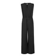 thumbnail image 3 of Jumpsuit Women's Casual Versatile Sleeveless Solid Color Commuting Nine Piece Jumpsuit Jumpsuits for Women Kagetolytai Black 2XL, 3 of 5