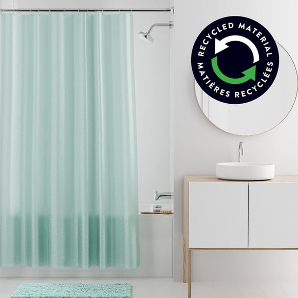 Mainstays Sparkle Waterproof PEVA Shower Curtain, Made with Recycled PEVA, 70" x 72", Aqua Blue