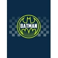 thumbnail image 2 of Batman Bat Signal Logo Checkered Background Boy's Navy Blue T-shirt-XS, 2 of 4