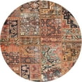 thumbnail image 1 of Ahgly Company Indoor Round Contemporary Dark Sienna Brown Patchwork Area Rugs, 6' Round, 1 of 6
