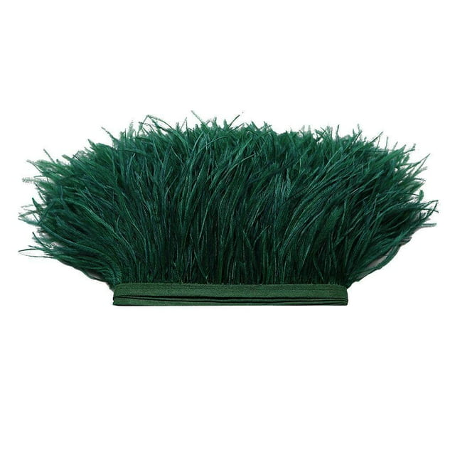 Ruban de Décoration de Fête avec Franges et Plumes d'Autruche Teintes Vert Foncé