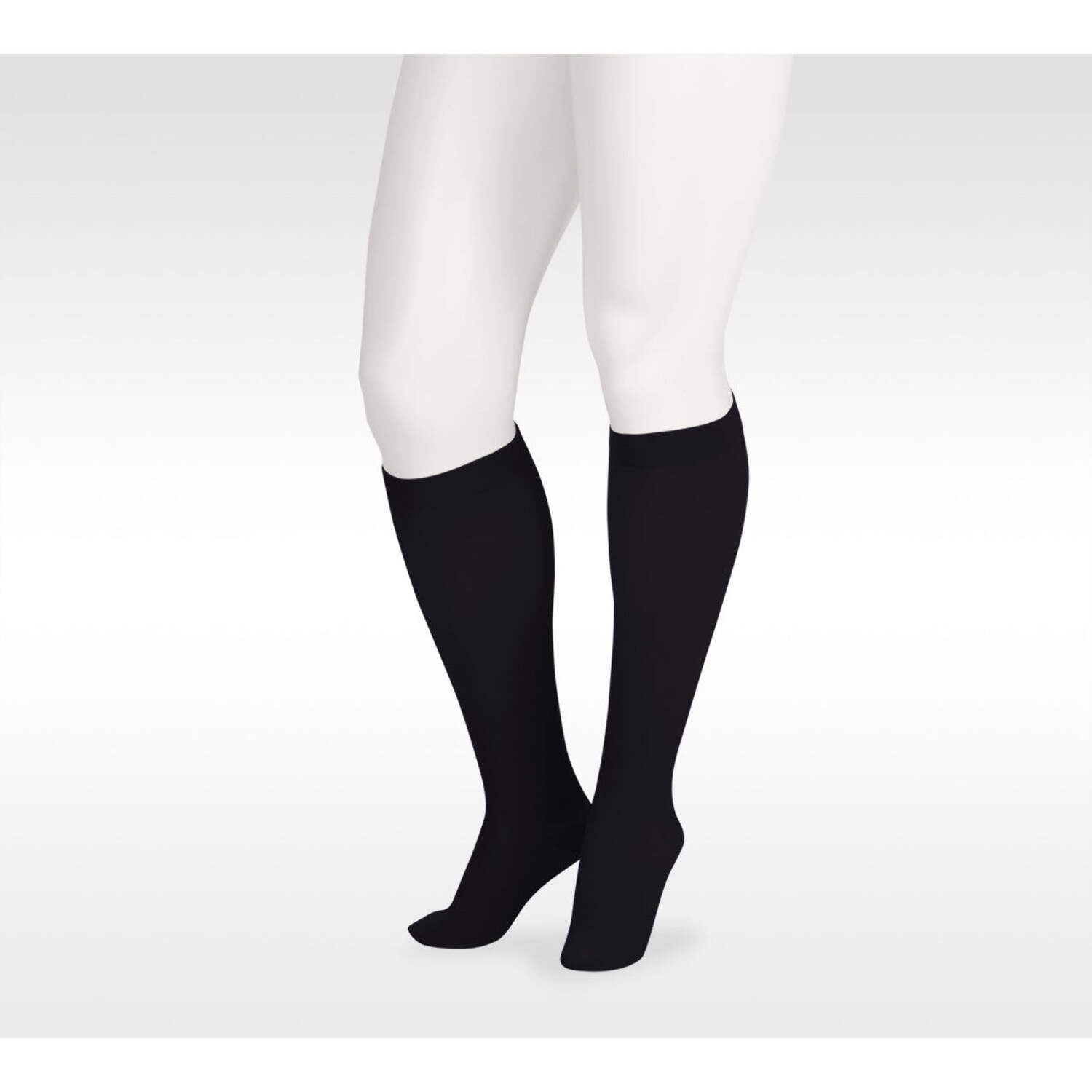Juzo 2002 Soft Closed Toe Knee Highs w/Silicone Band Border - 30-40 mmHg Short Black IV
